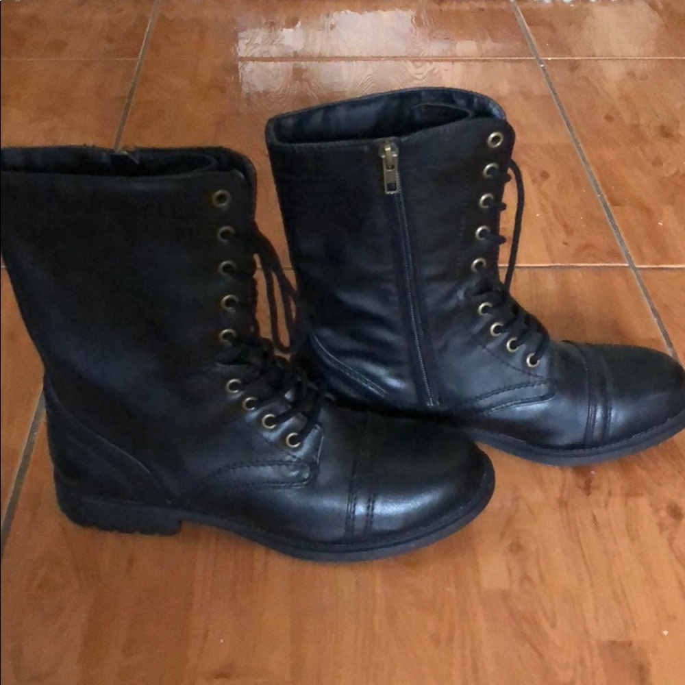 Black combat boots